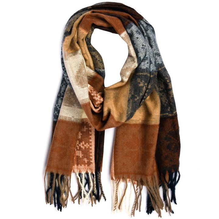Camel Szalik damski duży bawełniany niepowtarzalny szal XA-9-7