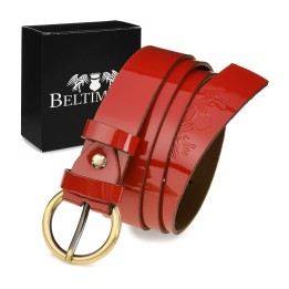 Beltimore czerwony skórzany pasek damski 3 cm