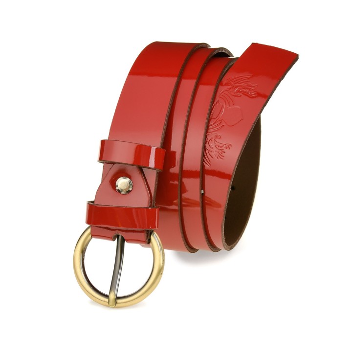 Beltimore czerwony skórzany pasek damski 3 cm