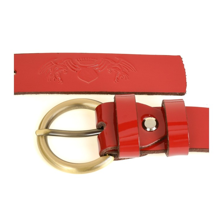 Beltimore czerwony skórzany pasek damski 3 cm