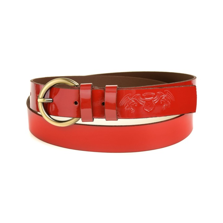 Beltimore czerwony skórzany pasek damski 3 cm