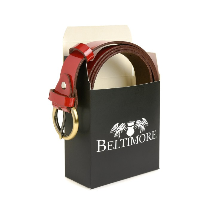Beltimore czerwony skórzany pasek damski 3 cm