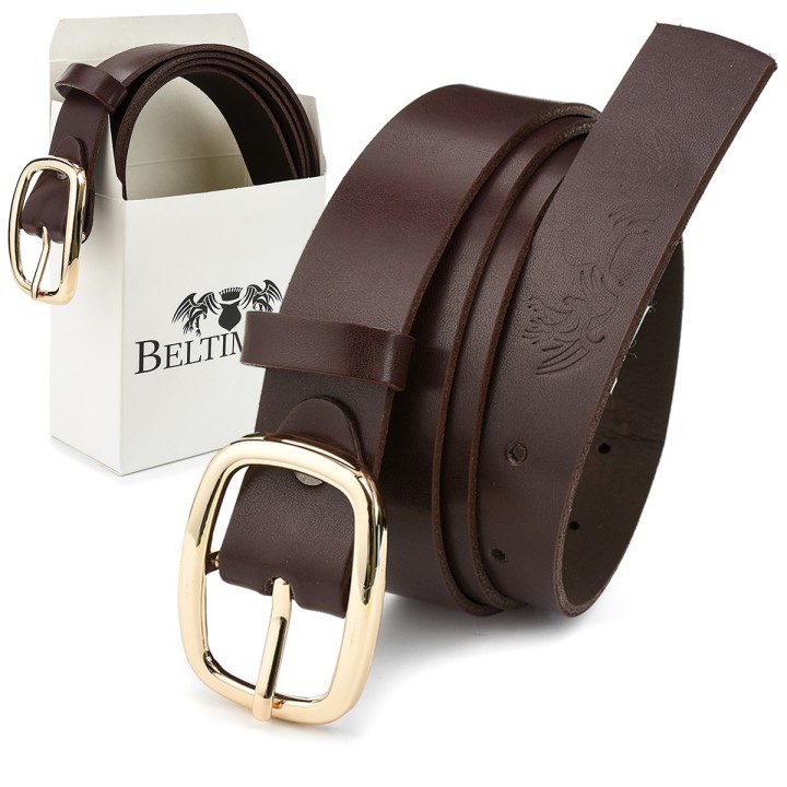 Beltimore damski pasek skórzany burgundowy 3 cm