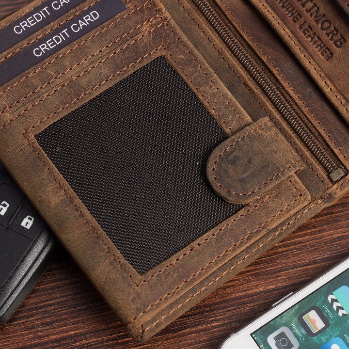 Męski portfel skórzany nubuk RFiD Beltimore R90