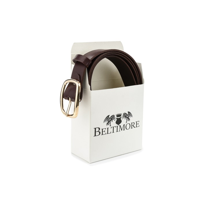 Beltimore damski pasek skórzany burgundowy 3 cm
