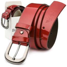 Beltimore damski pasek skórzany 4 cm czerwony