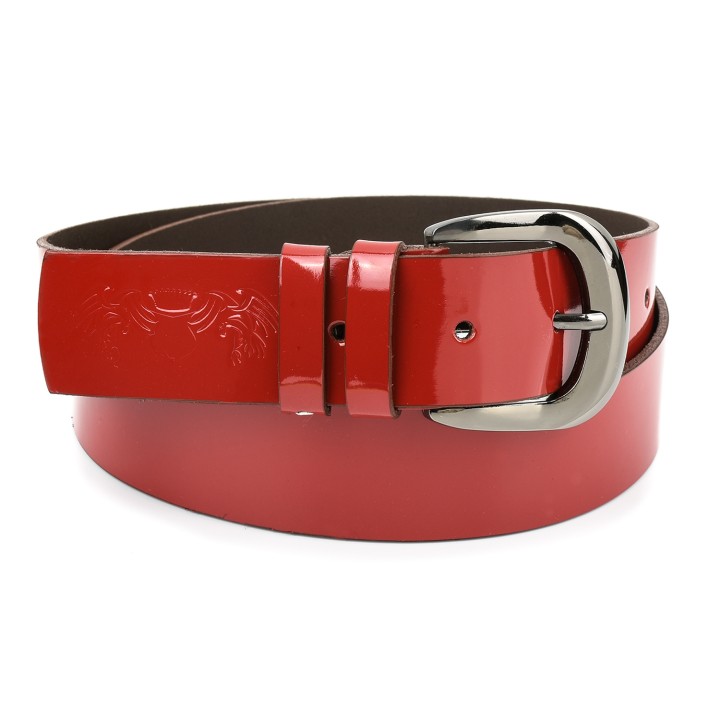 Beltimore damski pasek skórzany 4 cm czerwony