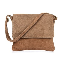 Torebka skórzana zamszowa taupe B67 | Beltimore