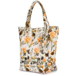 Skórzana shopperka w kwiaty A4 T49 | Beltimore
