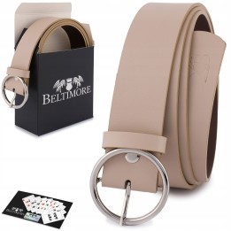 Pasek damski skórzany cielisty 3,5 cm Beltimore B85