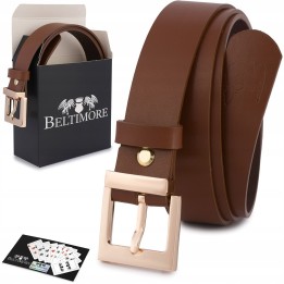 Skórzany pasek damski brązowy 3 cm Beltimore D67