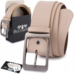 Skórzany pasek damski Beltimore D82 – cielisty 4 cm