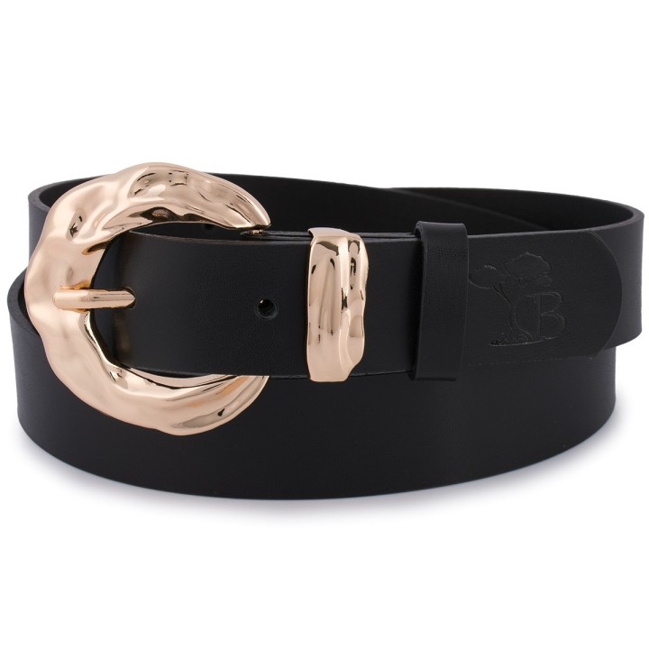 Czarny skórzany pasek damski 3 cm Beltimore D96