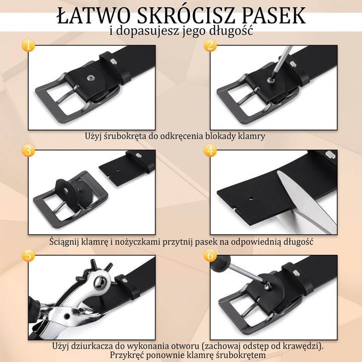 Czarny skórzany pasek damski 3 cm Beltimore D96