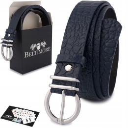Damski pasek skórzany croco granatowy 3 cm Beltimore