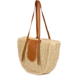 Beżowa torba damska boho na lato z suwakiem