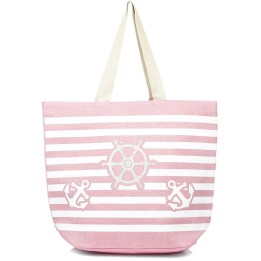 Różowa Duża torba plażowa na plażę torebka shopper lekka T65