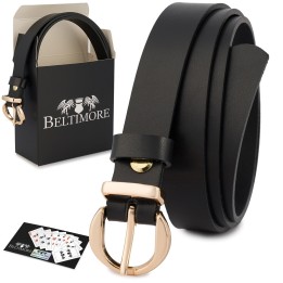Skórzany pasek damski Beltimore O23 – czarny 1,8 cm
