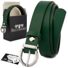 Skórzany pasek damski zielony 1,8 cm | Beltimore