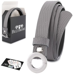 Skórzany pasek damski szary 1,8 cm | Beltimore