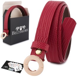 Czerwony skórzany pasek damski Beltimore 1,8 cm