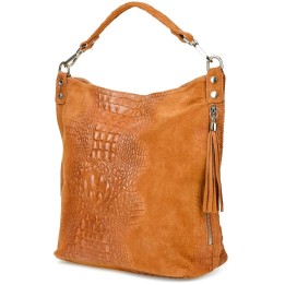 Camelowa skórzana torba shopper CROCO W10