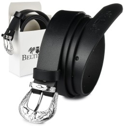 Beltimore damski pasek skórzany 3 cm czarny
