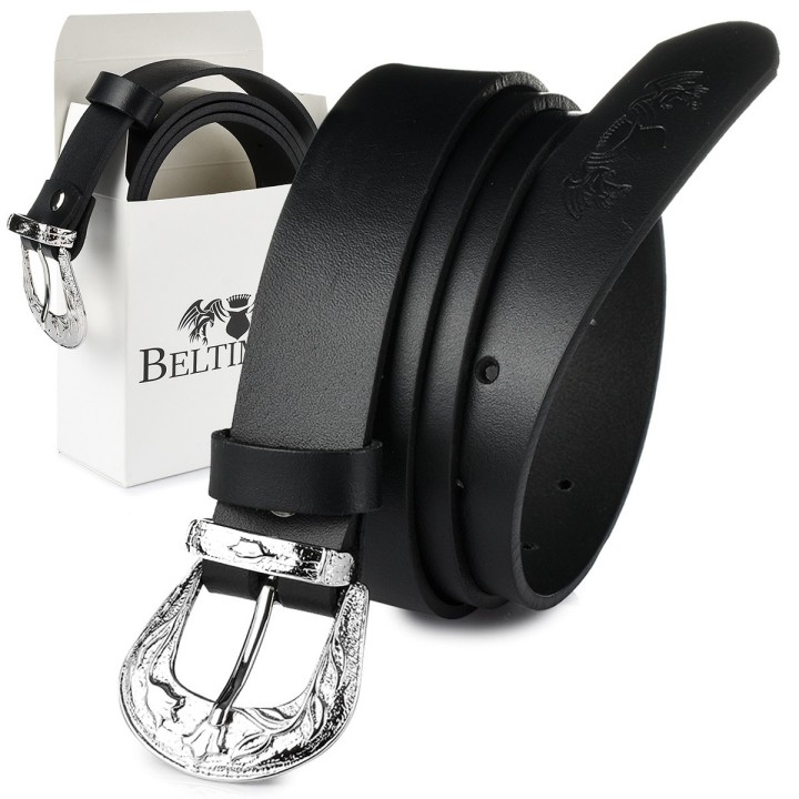 Beltimore damski pasek skórzany 3 cm czarny