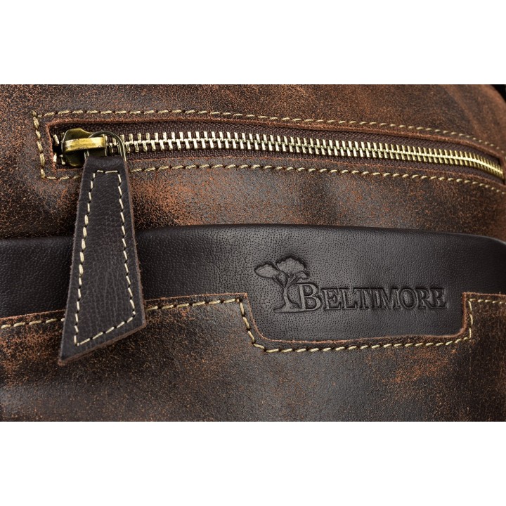 Brązowa skórzana torba męska na ramię skóra nubuk Beltimore M08 | dev.hurtowniagalanterii.pl