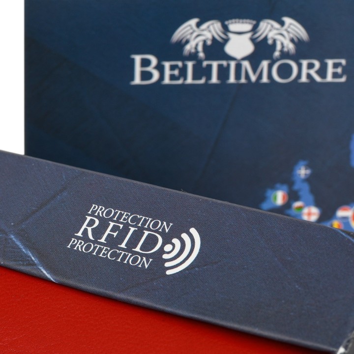 Damski portfel skórzany RFID czerwony Beltimore 036