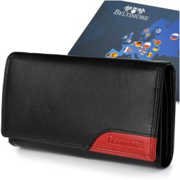 Damski skórzany portfel BELTIMORE 042 RFiD czarny