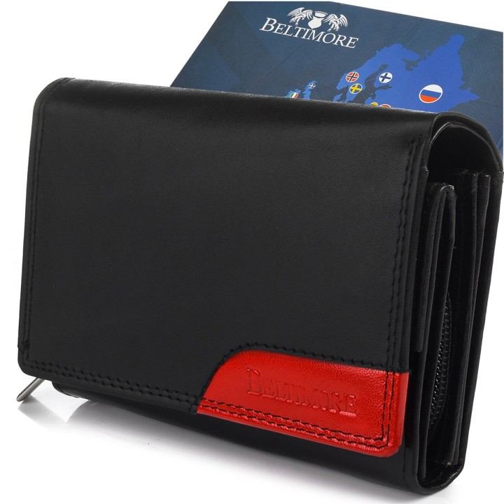 Damski portfel skórzany czarny RFiD Beltimore 036
