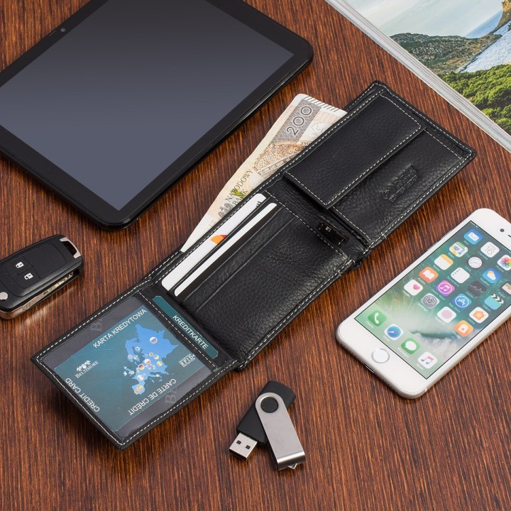 Mały czarny portfel męski Beltimore RFID L54