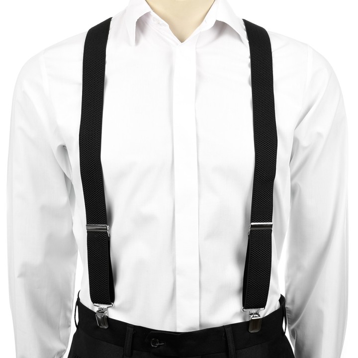 Paczka 10 sztuk: Szelki do spodni męskie eleganckie mocne V czarne SZ2