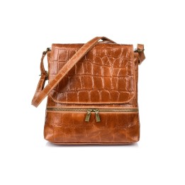 Camelowa listonoszka skórzana Croco B69 | Beltimore