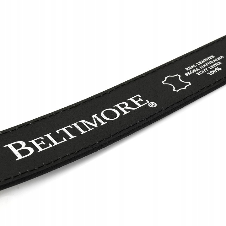 Pasek męski skórzany czarny 4 cm Beltimore A31
