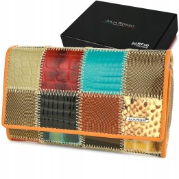 Duży damski portfel skórzany patchwork M96
