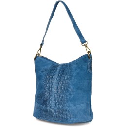 Zamszowa listonoszka CROCO jeansowa | Beltimore