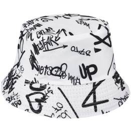 Biały dwustronny kapelusz bucket hat na ryby i spacery