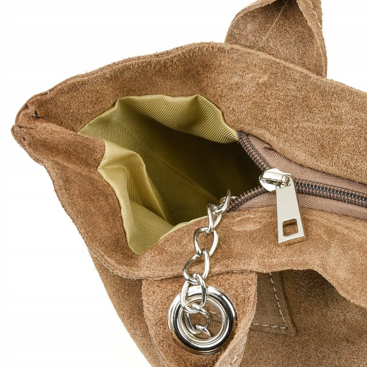 Włoska zamszowa shopperka A4 taupe | Beltimore