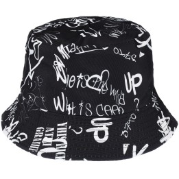 Dwustronny kapelusz bucket hat czarny moro
