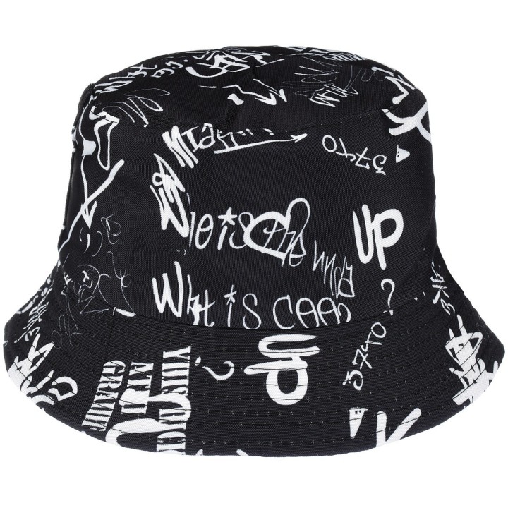 Dwustronny kapelusz bucket hat czarny moro