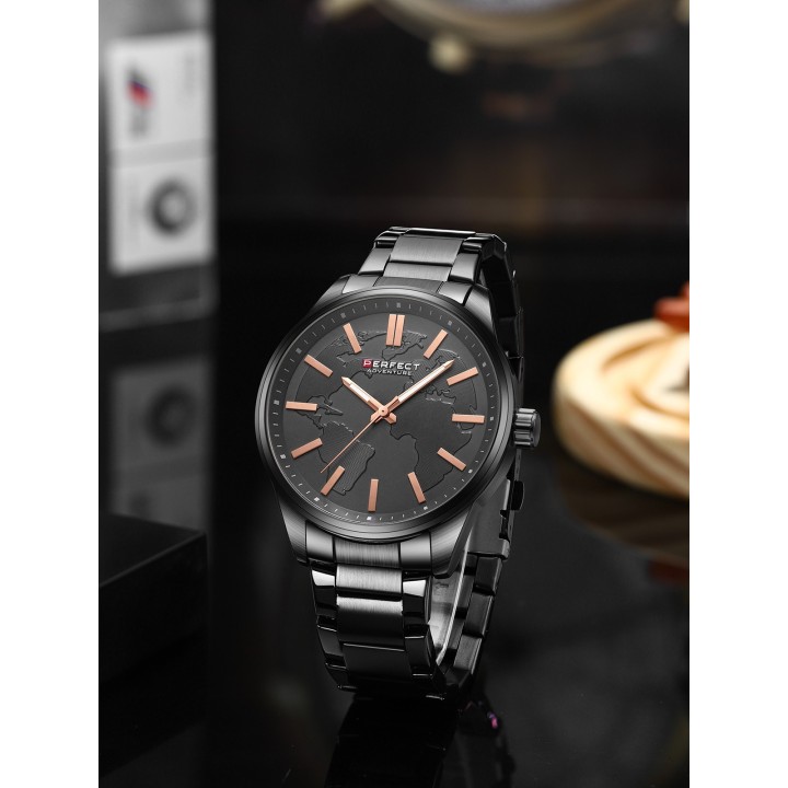 Czarny zegarek męski Perfect M106 na bransolecie