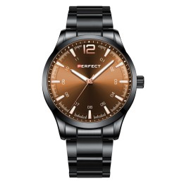 Czarny zegarek męski na bransolecie Perfect M115